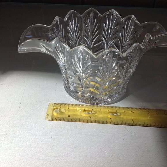 Vintage Cut Glass Crystal Unique Bowl - Picture 4 of 7